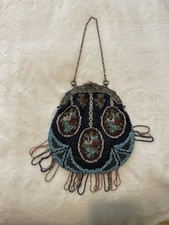 EARLY 1900s ANTIQUE VICTORIAN GLASS MICRO BEADED PURSE