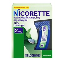  Nicorette 2mg Stop Smoking Aid Mini Lozenge -81 Lozenges, 2 mg- PEPPERMINT