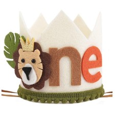 1PC Jungle Safari Lion 1st Birthday Crown Hat Wild One Party Decoration Kids
