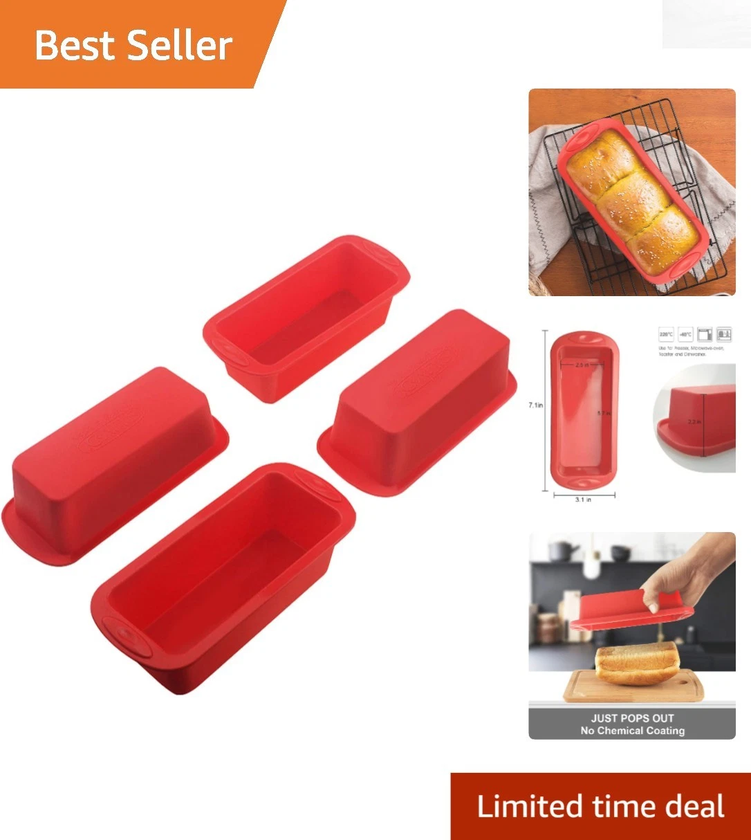 Luxury 4 Pack Nonstick Mini Loaf Pans - Silicone Bakeware for Every Occasion