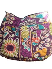 Vera Bradley Quilted Cotton Mailbag Crossbody Purse In Plum Crazy Pattern