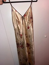 Champagne floral satin look slip dress
