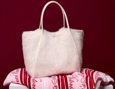 Victoria's Secret Cozy-Fleece Blanket and Faux-Fur Tote Duo. NEW Tote  Blanket