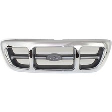 Grille For 98-2000 Ford Ranger Chrome Shell W Gray Insert Plastic