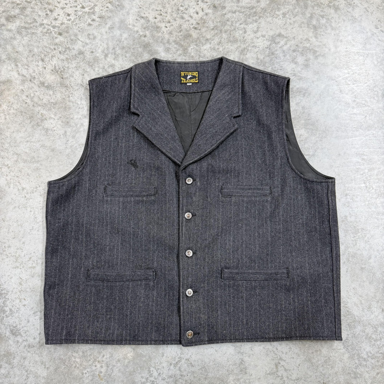 Wyoming Traders Vest Mens 3XL Gray Wool Western Button Front Lined Pockets