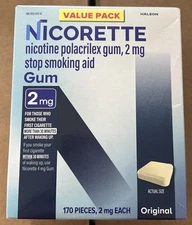 Nicorette Gum 2mg, Original 170ct- Exp. 01/2027