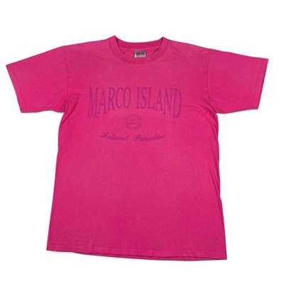 VTG 90s Marco Island Florida Hot Pink Destination T-Shirt Single Stitch USA XL