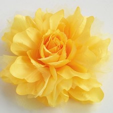 5-1/2 inches Large Yellow Fabric Flower Brooch