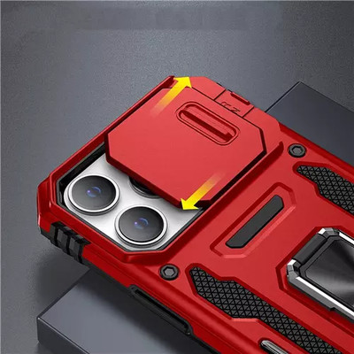 Für iPhone 17e 17 Pro Max 16 15 14 Slide Kamera Hülle Ring Ständer Robust Cover
