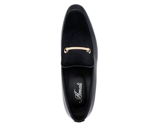 Amali Andrew Men's Dress Loafers Patent Leather Velvet Hybrid Gold Bit Slip On - Picture 17 of 53
