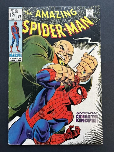 Amazing Spider-Man 69 VG 4.0 NICE COPY! Spidey battles Kingpin 1969 CombineShip!