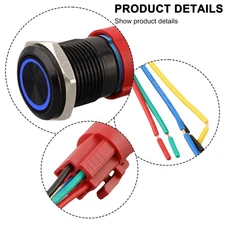 16mm Metal Latching Push Button Switch 12V with LED Light Self-Locking/Rese