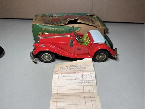 Vintage Tin Bandai MG Midget Convertible Electric Toy Car (Red)