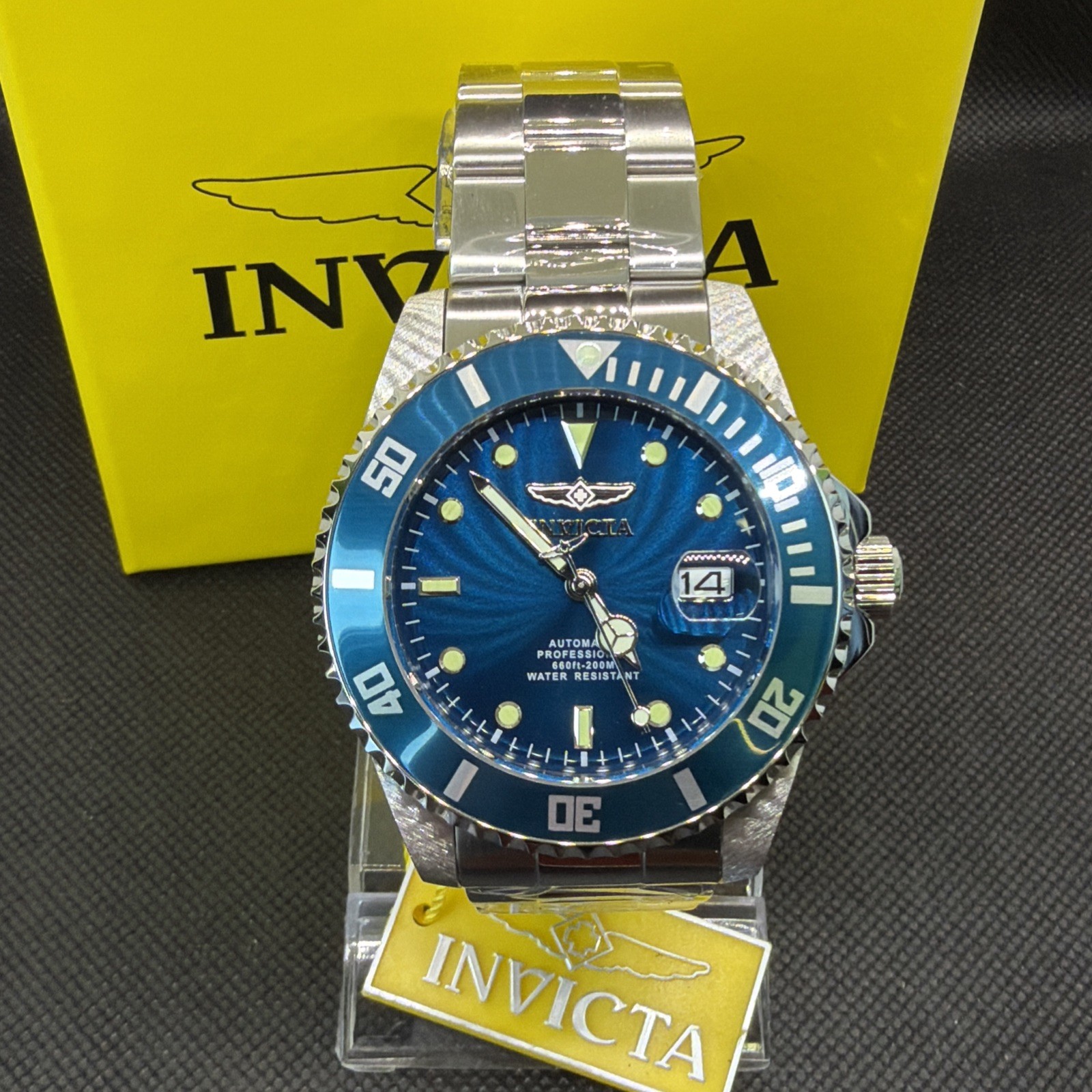 Invicta Men's Watch Pro Diver Automatic Blue Dial Silver Steel Bracelet 36972