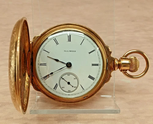 Antique Illinois Pocket Watch Fahys Conqueror No 2 Gold Filled Hunter Case c1890
