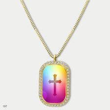 Stunning Colorful Jesus Christ Crucifix Cross Fashion Pendant Necklace Chain Pho