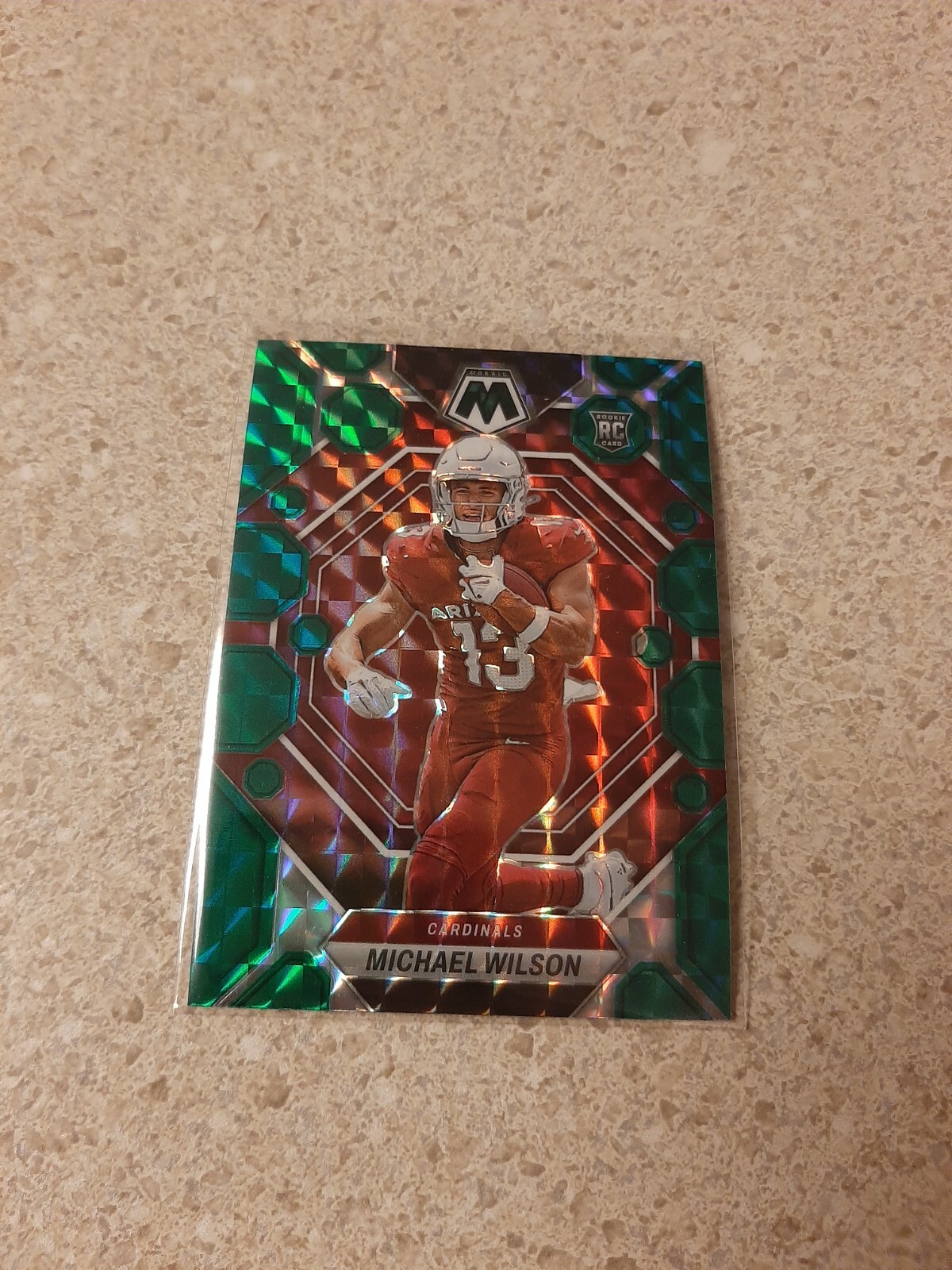 2023 Panini Mosaic Football Michael Wilson Green Prizm Rookie RC Cardinals # 350