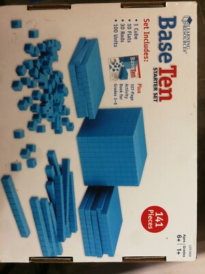 Learning Resources Plastic Base Ten Starter Kit, Blue, 141 Pieces Homeschool 1-6