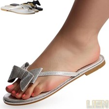 Sandali Da Donna Glitter Zehentrenner Sandalette Con Fiocco Dianette