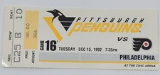 1992 PITTSBURGH PENGUINS VS FLYERS TICKET STUB 12/15/92 LEMIEUX GOAL