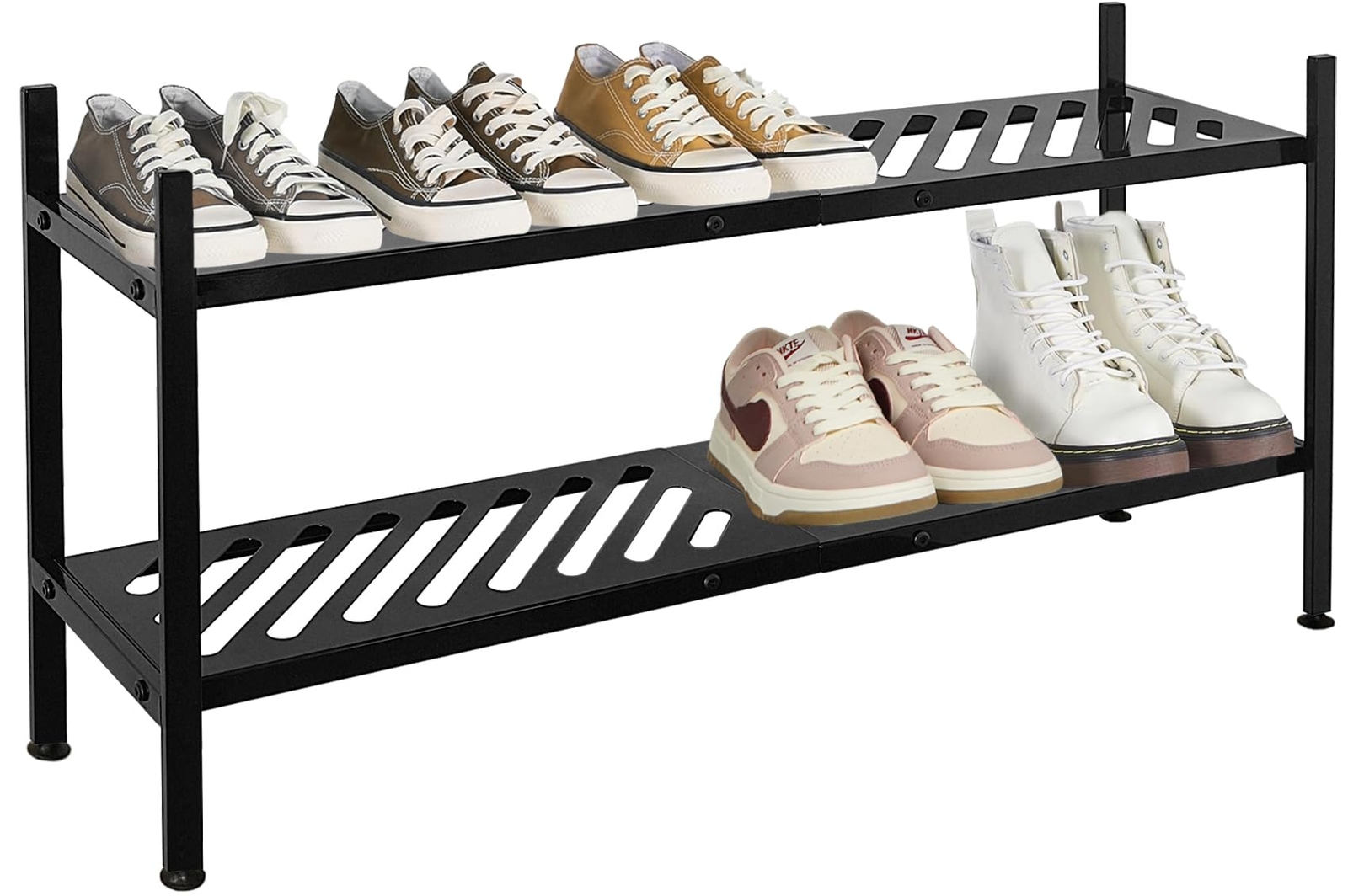 2-Tier Freestanding Stackable Shoe Rack for Closet Storage-image