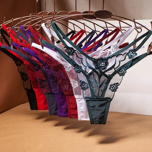Womens Embroidery Floral Lace Panties Lingerie Thongs G-String Underwear Briefs