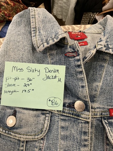 Miss Sixty Denim Jacket Ross M Medium Blue Ombré Stretch Y2K Trucker - Picture 11 of 11