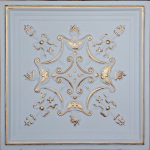Pl17 Faux Tin White Gold Suspended Ceiling Tiles Bar Decor Wall