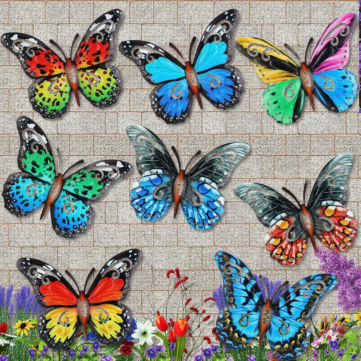 8 Pieces Metal Butterfly Wall Art Decor, 3D Butterfly Hanging Wall Decor Sculpt