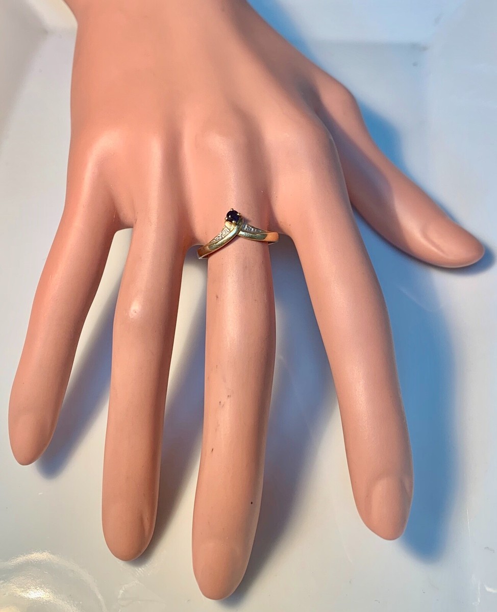 Bague Or 18 Carats Avec Saphir - Magnifique, Saphir 0.10 Carat, Poids 1.43g, Taille 54, Occasion Très Bon état