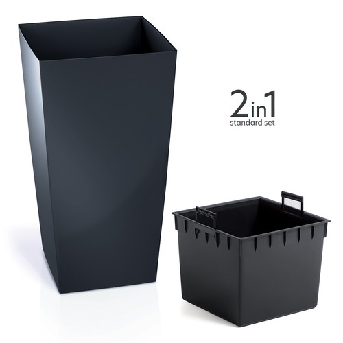 Vaso quadrato Alto Liscio Fioriera moderna Urbi sistema di irrigazione - Photo 13/22