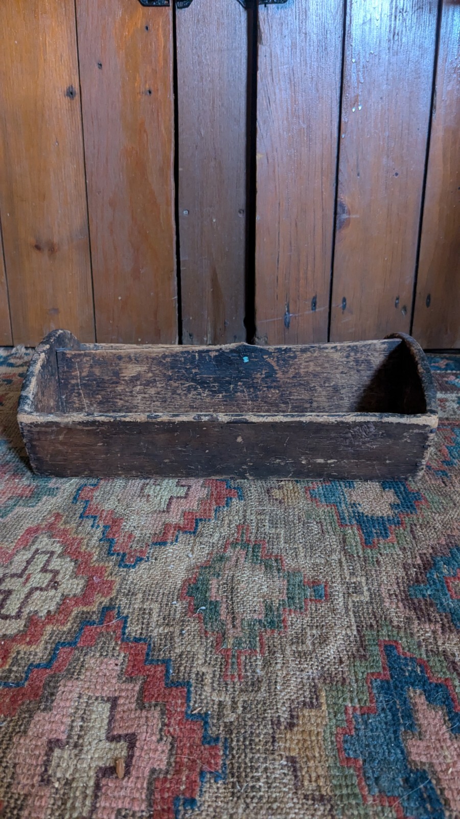 Best Antique Early Primitive Wood Tote Cutlery Carrier Sq.N 14