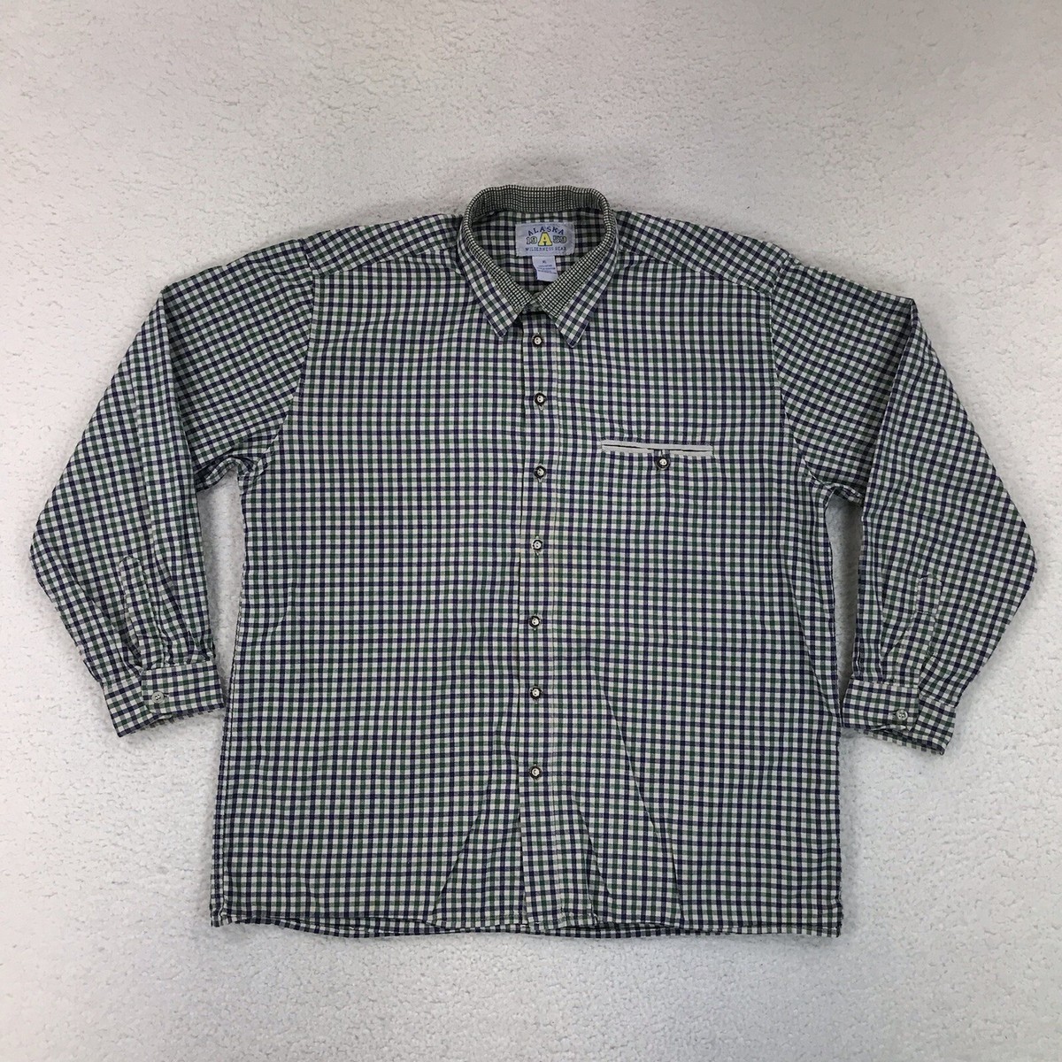 Alaska 1959 Wilderness Gear Shirt Mens Extra Large Blue Green