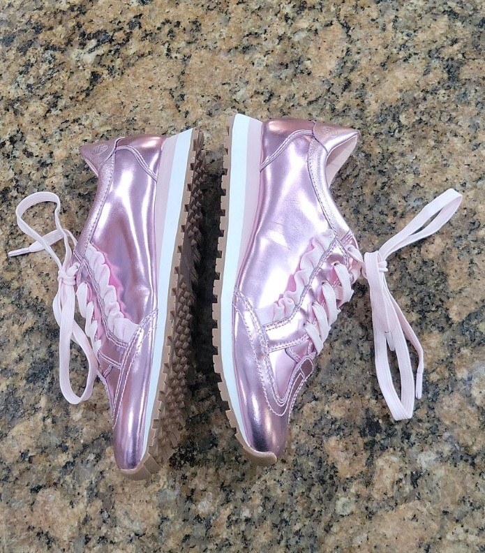 Tory Burch Tory Sport Ruffle Pink Shiney Athletic Running