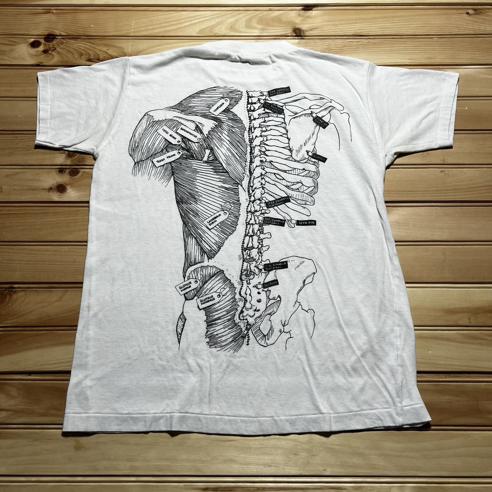 Vintage 80s Medical Skelton Muscle Diagram Canadian Back Institute Shirt Medium