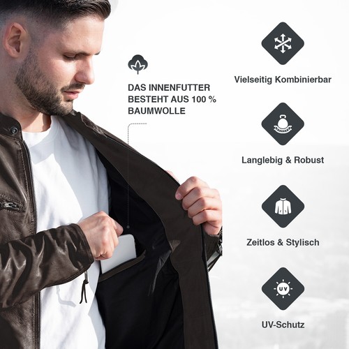 PAULGOS Herren Lederjacke Echtes Leder Jacke Echtleder Übergangsjacke Design 2 - Bild 19 von 36