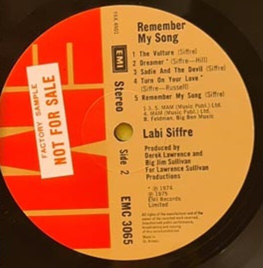 Labi Siffre Remember My Song LP Factory Sample UK 1975 EMI NM