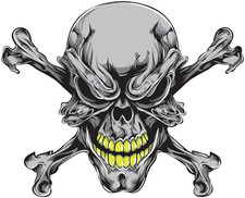 Alien Skull And Bones Helmet Sticker Hard Hat Sticker Bumper Sticker
