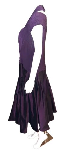 Adrianna Papell Woman Plus Size 14W Eggplant Off Shoulder Ruched Cocktail Dress - Picture 3 of 9