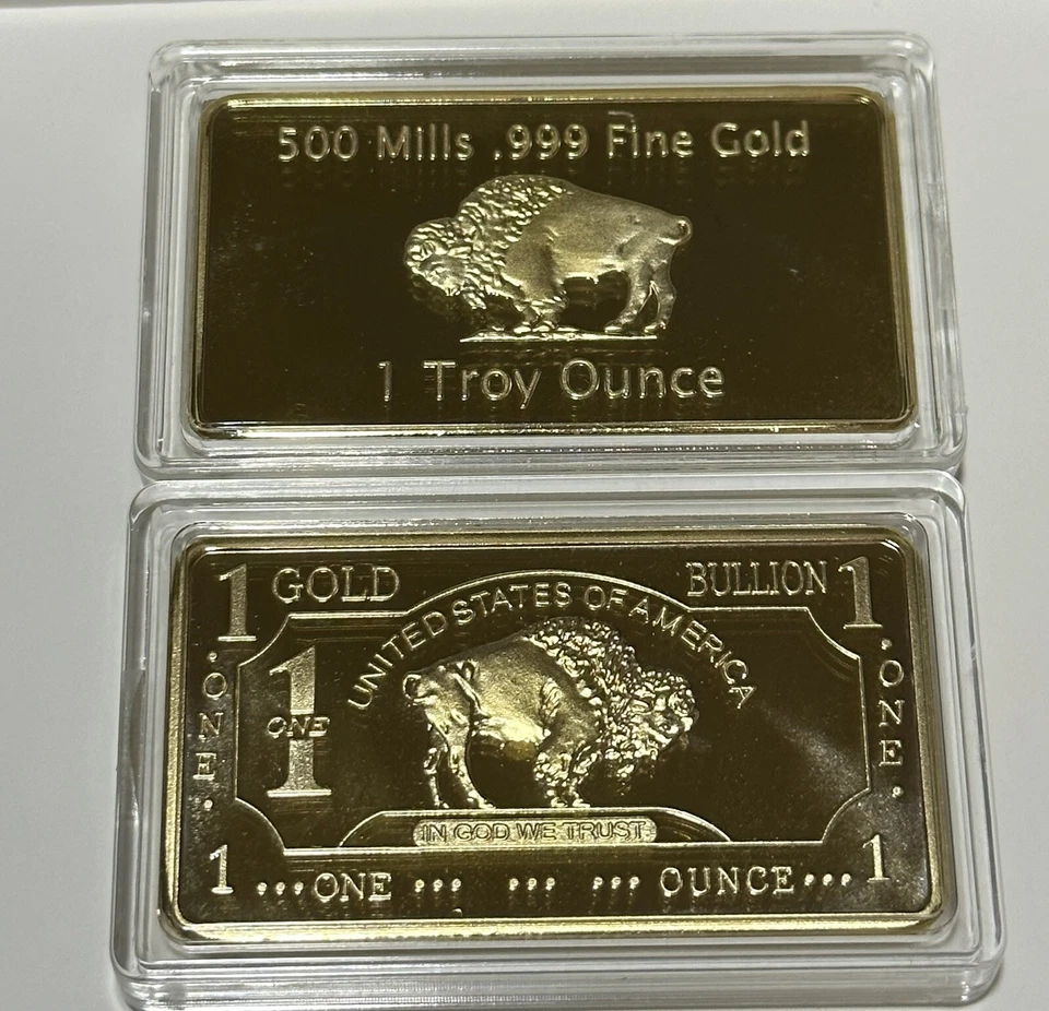 1 OZ -500MILLS GOLD BUFFALO BULLION BARS .999 FINE GOLD - Image 4 of 4