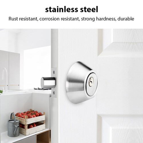 Front Door Lock Set Single Head Copper Lock Core 3-bar Locking with 3 Keys T9H2 - Picture 3 of 12