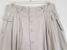 JORDACHE JEANS Skirt Vintage 80s Khaki Canvas Safari Button Front Fit Flare