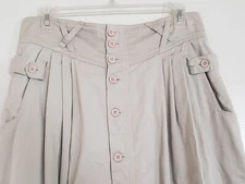 JORDACHE JEANS Skirt Vintage 80s Khaki Canvas Safari Button Front Fit Flare