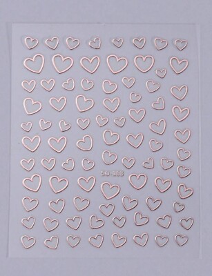 Nail Art Stickers Decals Valentines Day Rose Gold Silver  Love Hearts Heart
