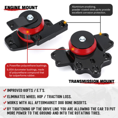 Engine Transmission Mount Kit Dog Bone inserts For VW Golf MK5 MK6 Audi MK2 2.0 - Picture 5 of 11