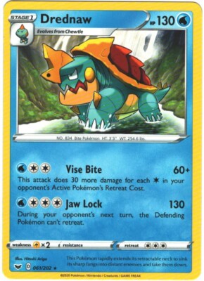 Drednaw 61/202 Sword & Shield Regular Rare Pokemon Card Pokémon TCG 061/202 