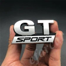 Chrome ABS GT SPORT Logo Car Front Grille Hood Emblem Badge Decal Stickers