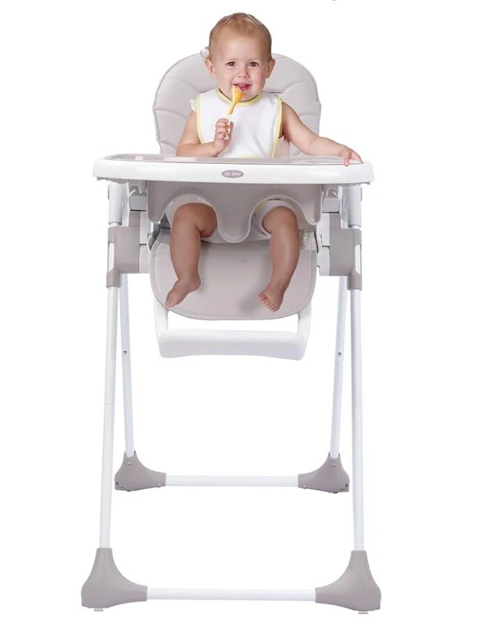 SEJOY Foldable Baby High Chair Adjustable to 6 Different Heights 4 Wheels Tray