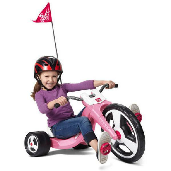 pink and purple radio flyer tricycle