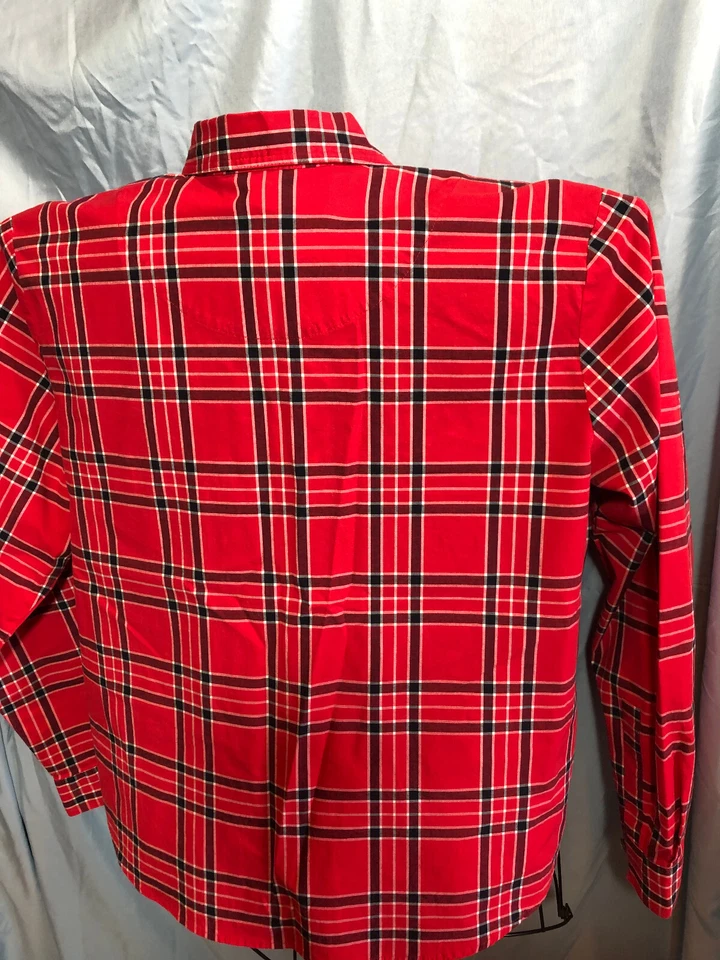 Blusa Villager Sport elástica XL roja a cuadros para mujer 23" axilas a axilas #JS Foto 2 de 3